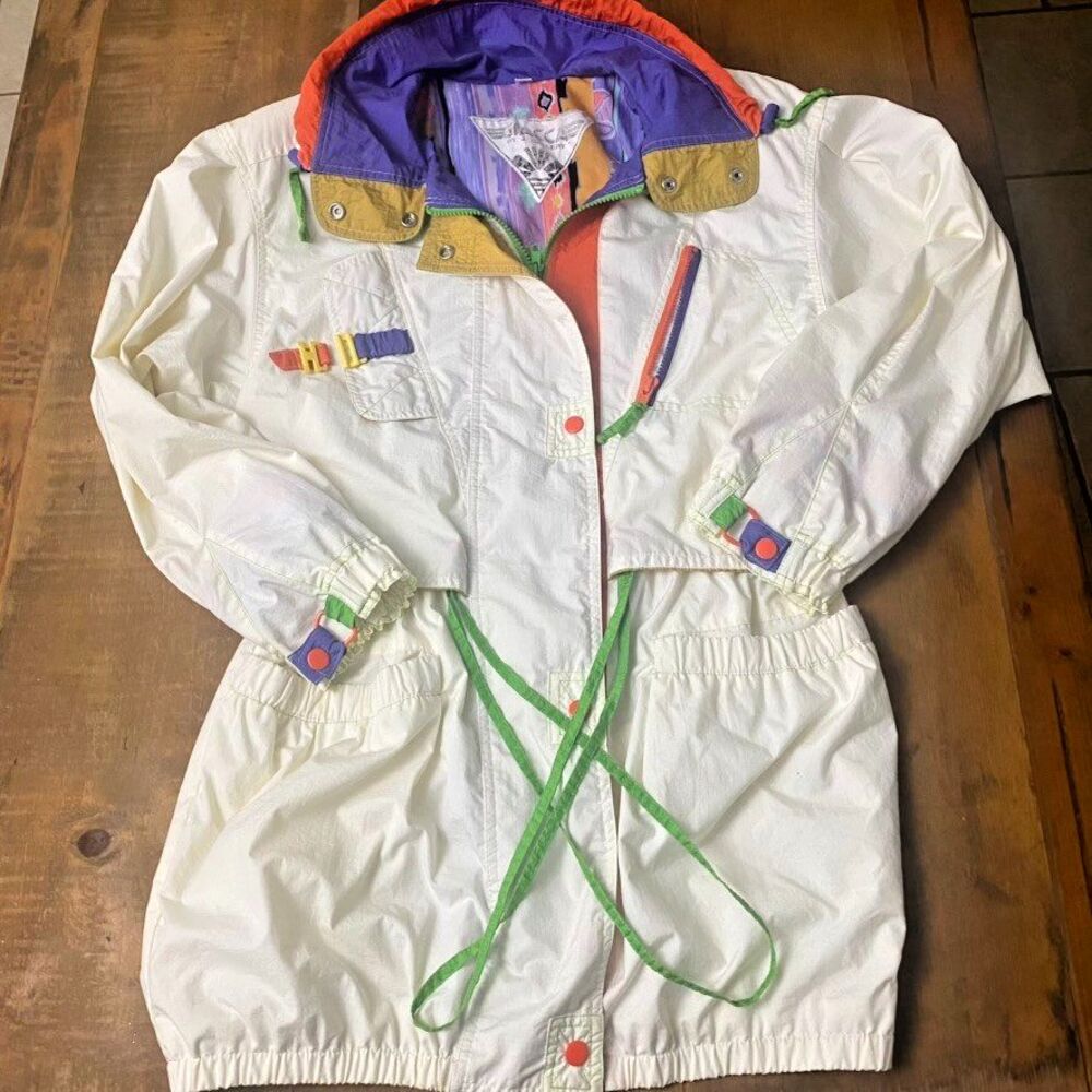 Vintage Giacca by J Gallery Vintage‎ 1980s ski jacket WHITE primary colors